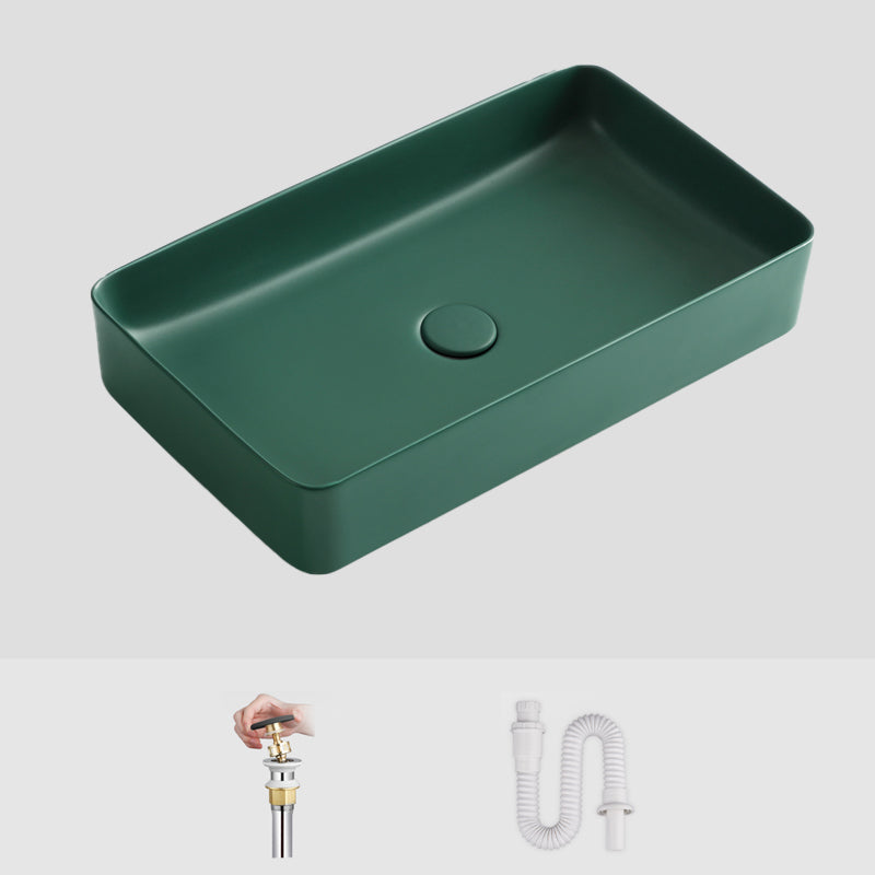 Modern Bathroom Sink Ceramic Oval White Basin Drain Assembly Bathroom Sink 24"L x 13"W x 4"H Green None Clearhalo 'Bathroom Remodel & Bathroom Fixtures' 'Bathroom Sinks & Faucet Components' 'Bathroom Sinks' 'bathroom_sink' 'Home Improvement' 'home_improvement' 'home_improvement_bathroom_sink' 6743403