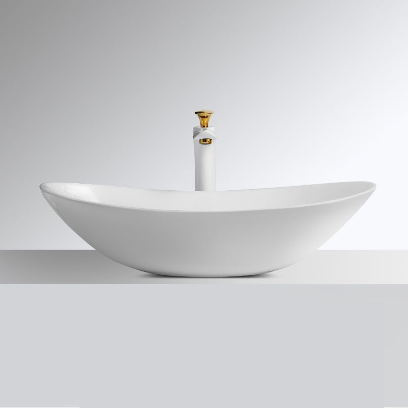 Luxury Bathroom Sink Ceramic Oval White Basin Drain Assembly Bathroom Sink Clearhalo 'Bathroom Remodel & Bathroom Fixtures' 'Bathroom Sinks & Faucet Components' 'Bathroom Sinks' 'bathroom_sink' 'Home Improvement' 'home_improvement' 'home_improvement_bathroom_sink' 6743439