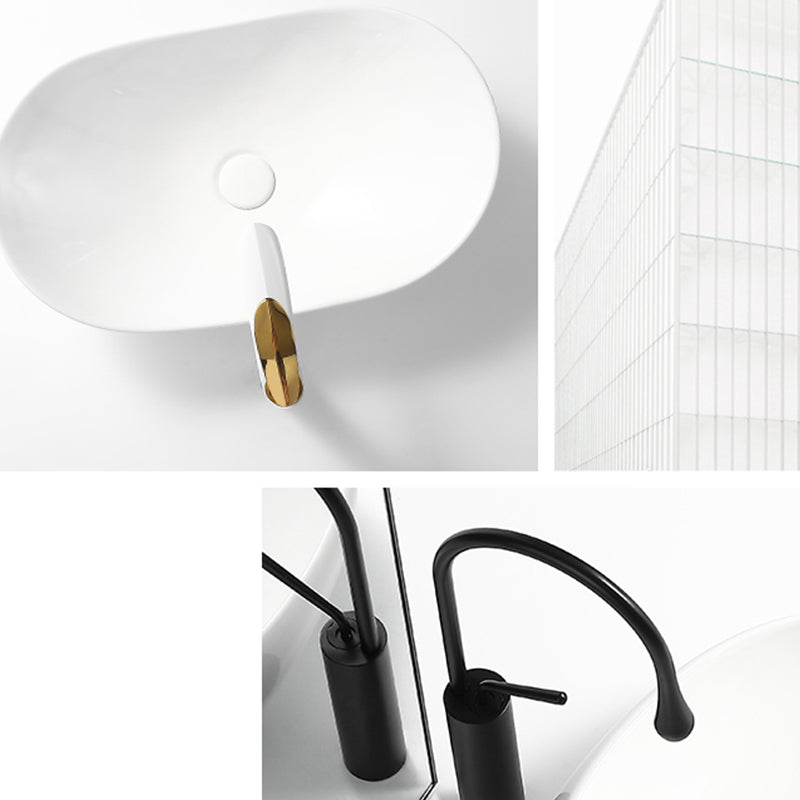 Luxury Bathroom Sink Ceramic Oval White Basin Drain Assembly Bathroom Sink Clearhalo 'Bathroom Remodel & Bathroom Fixtures' 'Bathroom Sinks & Faucet Components' 'Bathroom Sinks' 'bathroom_sink' 'Home Improvement' 'home_improvement' 'home_improvement_bathroom_sink' 6743451