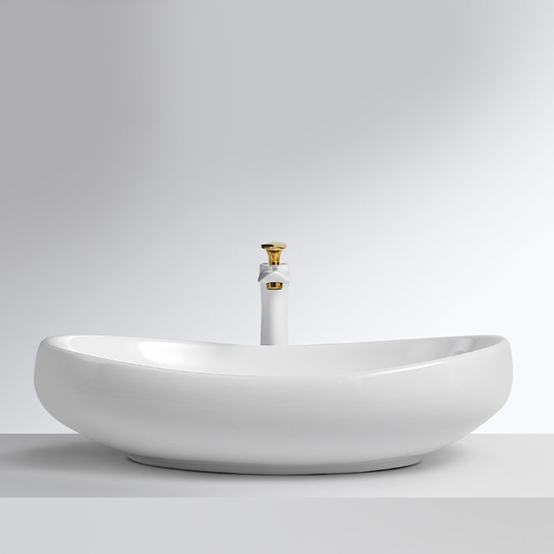 Luxury Bathroom Sink Ceramic Oval White Basin Drain Assembly Bathroom Sink Clearhalo 'Bathroom Remodel & Bathroom Fixtures' 'Bathroom Sinks & Faucet Components' 'Bathroom Sinks' 'bathroom_sink' 'Home Improvement' 'home_improvement' 'home_improvement_bathroom_sink' 6743457