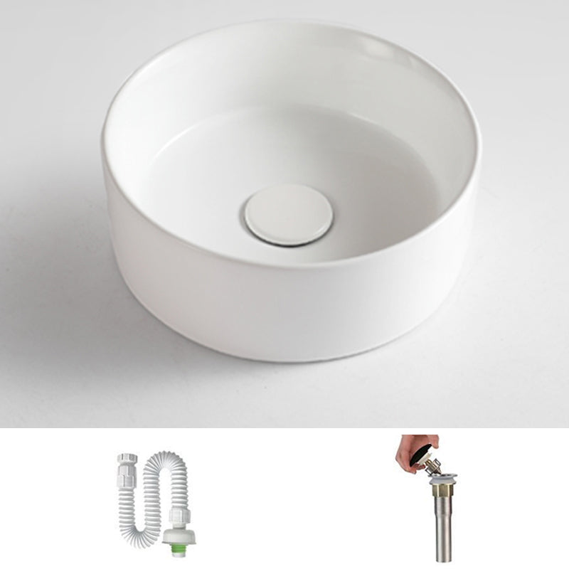 Bathroom Sink Oval Ceramic Basin Bathroom Sink with Drain Assembly 12"L x 12"W x 4"H White Sink Clearhalo 'Bathroom Remodel & Bathroom Fixtures' 'Bathroom Sinks & Faucet Components' 'Bathroom Sinks' 'bathroom_sink' 'Home Improvement' 'home_improvement' 'home_improvement_bathroom_sink' 6743501