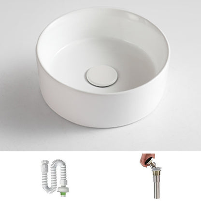 Bathroom Sink Oval Ceramic Basin Bathroom Sink with Drain Assembly 12"L x 12"W x 4"H White Sink Clearhalo 'Bathroom Remodel & Bathroom Fixtures' 'Bathroom Sinks & Faucet Components' 'Bathroom Sinks' 'bathroom_sink' 'Home Improvement' 'home_improvement' 'home_improvement_bathroom_sink' 6743501