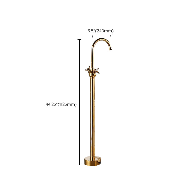 Modern Gold Bath Faucet Trim Floor Mounted High Arc Tub Faucet Clearhalo 'Bathroom Remodel & Bathroom Fixtures' 'Bathtub Faucets' 'bathtub_faucets' 'Home Improvement' 'home_improvement' 'home_improvement_bathtub_faucets' 6743543