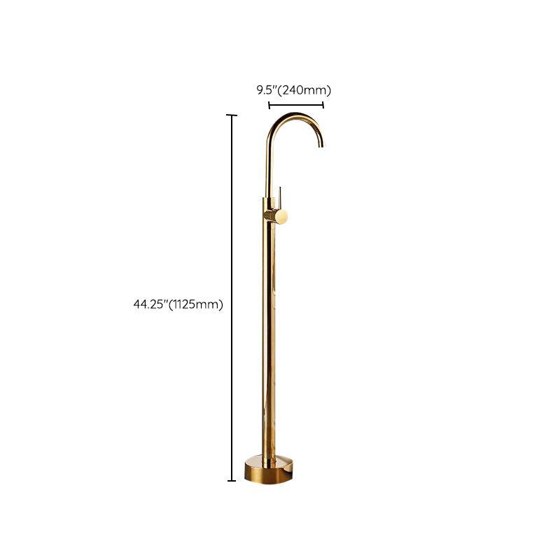 Modern Gold Bath Faucet Trim Floor Mounted High Arc Tub Faucet Clearhalo 'Bathroom Remodel & Bathroom Fixtures' 'Bathtub Faucets' 'bathtub_faucets' 'Home Improvement' 'home_improvement' 'home_improvement_bathtub_faucets' 6743544