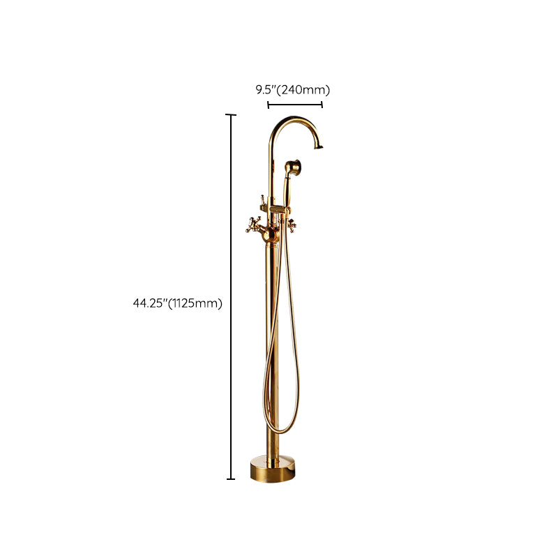 Modern Gold Bath Faucet Trim Floor Mounted High Arc Tub Faucet Clearhalo 'Bathroom Remodel & Bathroom Fixtures' 'Bathtub Faucets' 'bathtub_faucets' 'Home Improvement' 'home_improvement' 'home_improvement_bathtub_faucets' 6743545