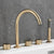 Contemporary Deck Mounted Copper Tub Faucet Low Arc Roman Tub Faucet Set Gold Curved Knob Handles Clearhalo 'Bathroom Remodel & Bathroom Fixtures' 'Bathtub Faucets' 'bathtub_faucets' 'Home Improvement' 'home_improvement' 'home_improvement_bathtub_faucets' 6743598