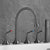 Contemporary Deck Mounted Copper Tub Faucet Low Arc Roman Tub Faucet Set Gun Grey Gooseneck Lever Handles Clearhalo 'Bathroom Remodel & Bathroom Fixtures' 'Bathtub Faucets' 'bathtub_faucets' 'Home Improvement' 'home_improvement' 'home_improvement_bathtub_faucets' 6743609