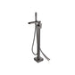 Floor Mounted Metal Freestanding Tub Filler Two Handles Freestanding Tub Filler Trim Gun Grey Waterfall Comes Out Wall Clearhalo 'Bathroom Remodel & Bathroom Fixtures' 'Bathtub Faucets' 'bathtub_faucets' 'Home Improvement' 'home_improvement' 'home_improvement_bathtub_faucets' 6743648