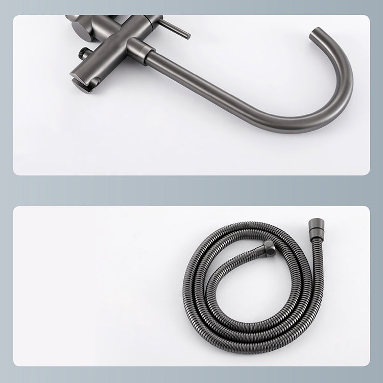 Floor Mounted Metal Freestanding Tub Filler Two Handles Freestanding Tub Filler Trim Clearhalo 'Bathroom Remodel & Bathroom Fixtures' 'Bathtub Faucets' 'bathtub_faucets' 'Home Improvement' 'home_improvement' 'home_improvement_bathtub_faucets' 6743652