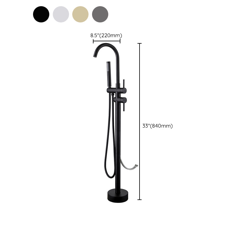 Floor Mounted Metal Freestanding Tub Filler Two Handles Freestanding Tub Filler Trim Clearhalo 'Bathroom Remodel & Bathroom Fixtures' 'Bathtub Faucets' 'bathtub_faucets' 'Home Improvement' 'home_improvement' 'home_improvement_bathtub_faucets' 6743657