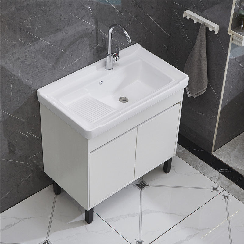 Single Sink Vanity Set Freestanding Rectangle 2 Doors Wood Bath Vanity Clearhalo 'Bathroom Remodel & Bathroom Fixtures' 'Bathroom Vanities' 'bathroom_vanities' 'Home Improvement' 'home_improvement' 'home_improvement_bathroom_vanities' 6743704