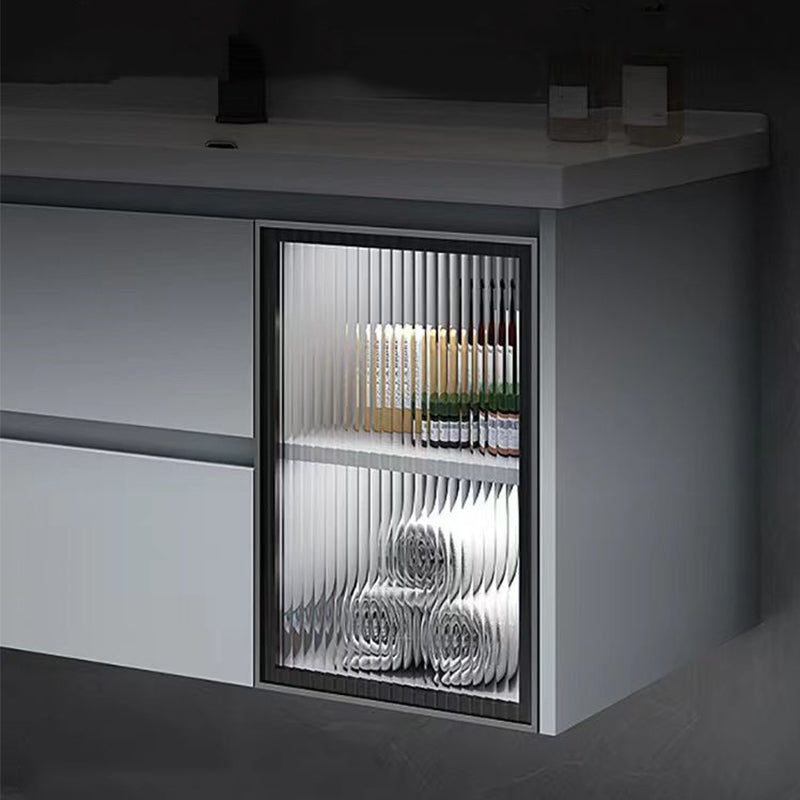 Contemporary Sink Cabinet Metal Gray Wall-Mounted Bathroom Vanity Set Clearhalo 'Bathroom Remodel & Bathroom Fixtures' 'Bathroom Vanities' 'bathroom_vanities' 'Home Improvement' 'home_improvement' 'home_improvement_bathroom_vanities' 6743757