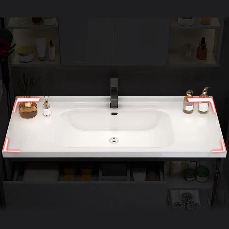 Contemporary Sink Cabinet Metal Gray Wall-Mounted Bathroom Vanity Set Clearhalo 'Bathroom Remodel & Bathroom Fixtures' 'Bathroom Vanities' 'bathroom_vanities' 'Home Improvement' 'home_improvement' 'home_improvement_bathroom_vanities' 6743761