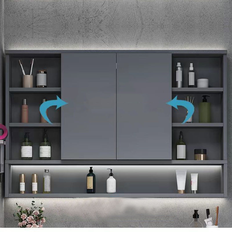 Contemporary Sink Cabinet Metal Gray Wall-Mounted Bathroom Vanity Set Clearhalo 'Bathroom Remodel & Bathroom Fixtures' 'Bathroom Vanities' 'bathroom_vanities' 'Home Improvement' 'home_improvement' 'home_improvement_bathroom_vanities' 6743762