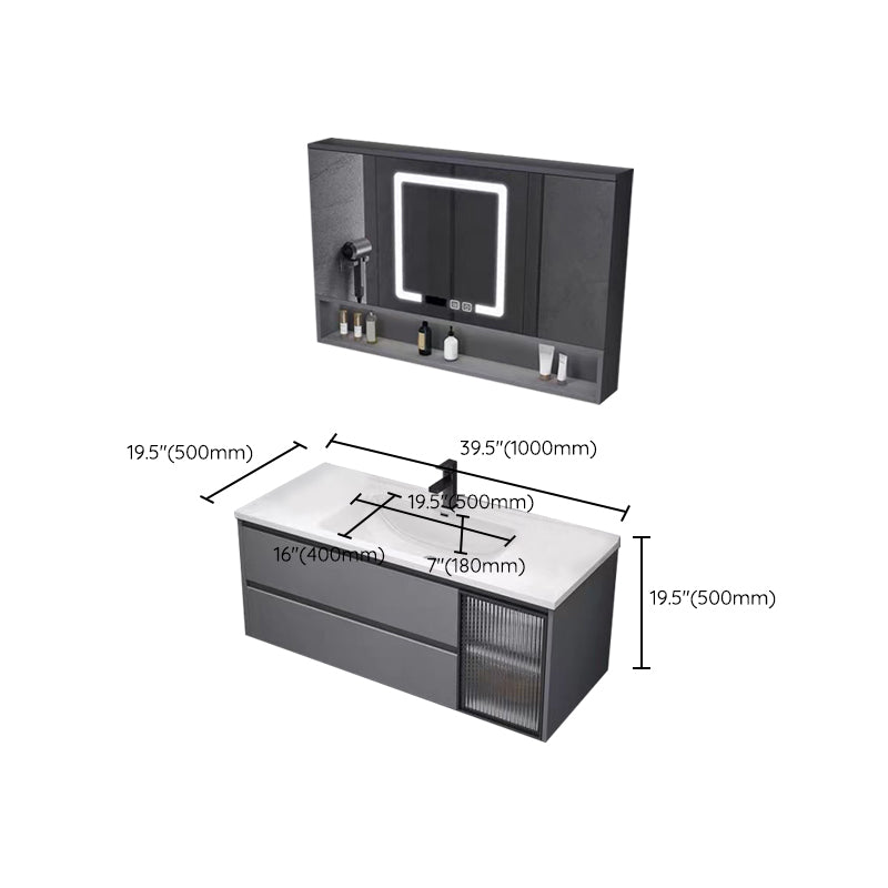 Contemporary Sink Cabinet Metal Gray Wall-Mounted Bathroom Vanity Set Clearhalo 'Bathroom Remodel & Bathroom Fixtures' 'Bathroom Vanities' 'bathroom_vanities' 'Home Improvement' 'home_improvement' 'home_improvement_bathroom_vanities' 6743772