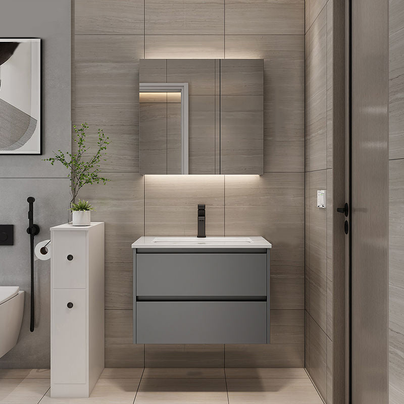 Modern Bathroom Sink Vanity Mirror Cabinet Vanity Cabinet with Storage Shelving Vanity & Faucet & Mirror Cabinet 28"L x 20"W x 20"H Clearhalo 'Bathroom Remodel & Bathroom Fixtures' 'Bathroom Vanities' 'bathroom_vanities' 'Home Improvement' 'home_improvement' 'home_improvement_bathroom_vanities' 6743793