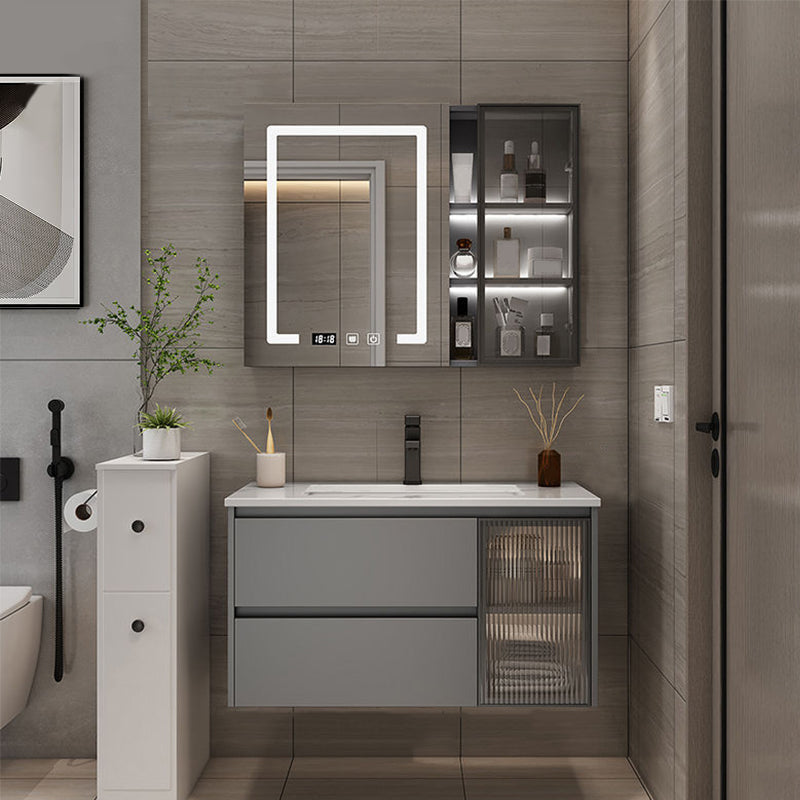 Modern Bathroom Sink Vanity Mirror Cabinet Vanity Cabinet with Storage Shelving Vanity & Faucet & Smart Medicine Cabinet 31.5"L x 20"W x 20"H Clearhalo 'Bathroom Remodel & Bathroom Fixtures' 'Bathroom Vanities' 'bathroom_vanities' 'Home Improvement' 'home_improvement' 'home_improvement_bathroom_vanities' 6743801