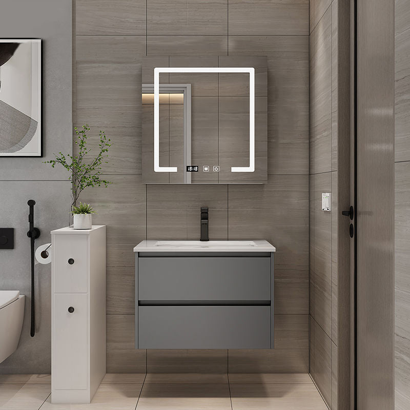 Modern Bathroom Sink Vanity Mirror Cabinet Vanity Cabinet with Storage Shelving Vanity & Faucet & Smart Medicine Cabinet 28"L x 20"W x 20"H Clearhalo 'Bathroom Remodel & Bathroom Fixtures' 'Bathroom Vanities' 'bathroom_vanities' 'Home Improvement' 'home_improvement' 'home_improvement_bathroom_vanities' 6743802