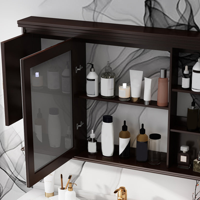 Freestanding Vanity Mirror Rectangle Single Sink Wood Frame Vanity Set with Drawers Clearhalo 'Bathroom Remodel & Bathroom Fixtures' 'Bathroom Vanities' 'bathroom_vanities' 'Home Improvement' 'home_improvement' 'home_improvement_bathroom_vanities' 6743831
