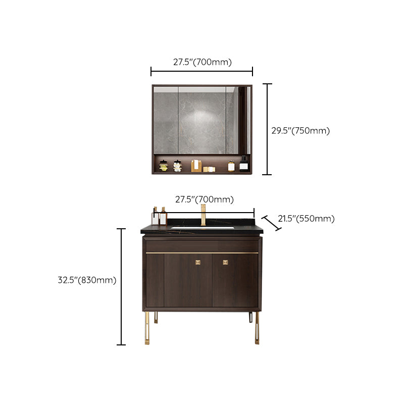 Freestanding Vanity Mirror Rectangle Single Sink Wood Frame Vanity Set with Drawers Clearhalo 'Bathroom Remodel & Bathroom Fixtures' 'Bathroom Vanities' 'bathroom_vanities' 'Home Improvement' 'home_improvement' 'home_improvement_bathroom_vanities' 6743852