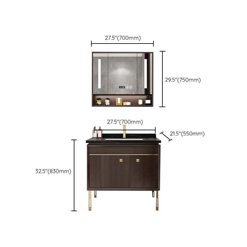 Freestanding Vanity Mirror Rectangle Single Sink Wood Frame Vanity Set with Drawers Clearhalo 'Bathroom Remodel & Bathroom Fixtures' 'Bathroom Vanities' 'bathroom_vanities' 'Home Improvement' 'home_improvement' 'home_improvement_bathroom_vanities' 6743861