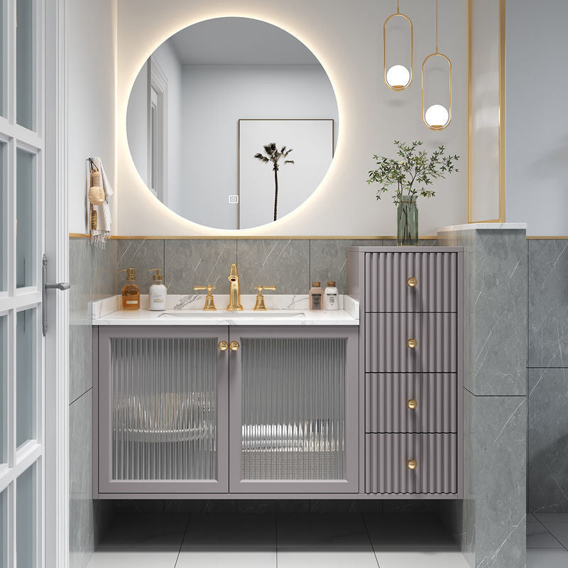 Modern Sink Vanity Wall Mount Solid Color Bathroom Vanity with Drawers Clearhalo 'Bathroom Remodel & Bathroom Fixtures' 'Bathroom Vanities' 'bathroom_vanities' 'Home Improvement' 'home_improvement' 'home_improvement_bathroom_vanities' 6743908