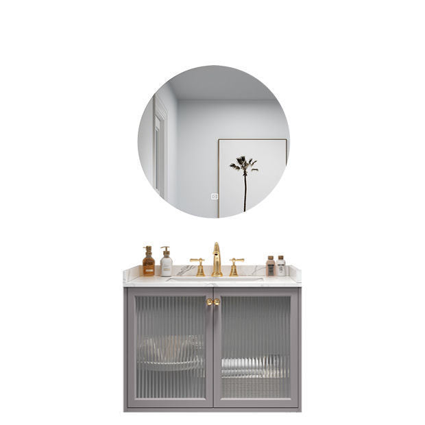 Modern Sink Vanity Wall Mount Solid Color Bathroom Vanity with Drawers Vanity & Faucet & Mirrors Clearhalo 'Bathroom Remodel & Bathroom Fixtures' 'Bathroom Vanities' 'bathroom_vanities' 'Home Improvement' 'home_improvement' 'home_improvement_bathroom_vanities' 6743909