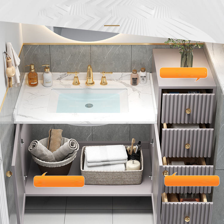 Modern Sink Vanity Wall Mount Solid Color Bathroom Vanity with Drawers Clearhalo 'Bathroom Remodel & Bathroom Fixtures' 'Bathroom Vanities' 'bathroom_vanities' 'Home Improvement' 'home_improvement' 'home_improvement_bathroom_vanities' 6743920