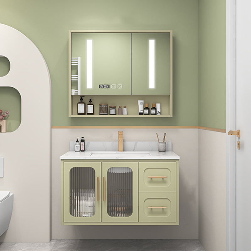 Double Sink Bath Vanity 2 Drawers Wall Mount Rectangle Vanity Set with Mirror Vanity & Faucet & Mirror Cabinet Clearhalo 'Bathroom Remodel & Bathroom Fixtures' 'Bathroom Vanities' 'bathroom_vanities' 'Home Improvement' 'home_improvement' 'home_improvement_bathroom_vanities' 6743940