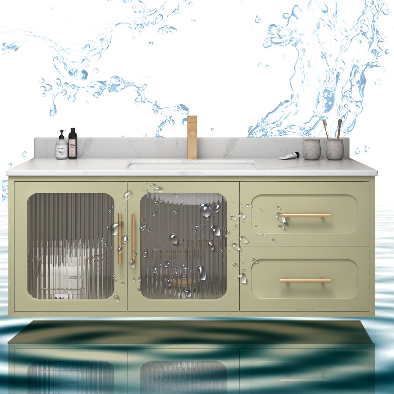 Double Sink Bath Vanity 2 Drawers Wall Mount Rectangle Vanity Set with Mirror Clearhalo 'Bathroom Remodel & Bathroom Fixtures' 'Bathroom Vanities' 'bathroom_vanities' 'Home Improvement' 'home_improvement' 'home_improvement_bathroom_vanities' 6743946