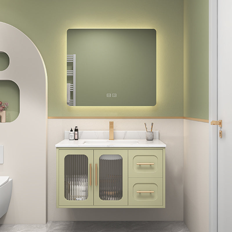 Double Sink Bath Vanity 2 Drawers Wall Mount Rectangle Vanity Set with Mirror Vanity & Faucet & Mirrors Clearhalo 'Bathroom Remodel & Bathroom Fixtures' 'Bathroom Vanities' 'bathroom_vanities' 'Home Improvement' 'home_improvement' 'home_improvement_bathroom_vanities' 6743950