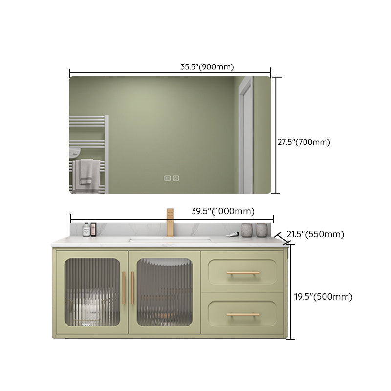 Double Sink Bath Vanity 2 Drawers Wall Mount Rectangle Vanity Set with Mirror Clearhalo 'Bathroom Remodel & Bathroom Fixtures' 'Bathroom Vanities' 'bathroom_vanities' 'Home Improvement' 'home_improvement' 'home_improvement_bathroom_vanities' 6743954