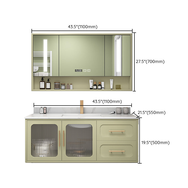 Double Sink Bath Vanity 2 Drawers Wall Mount Rectangle Vanity Set with Mirror Clearhalo 'Bathroom Remodel & Bathroom Fixtures' 'Bathroom Vanities' 'bathroom_vanities' 'Home Improvement' 'home_improvement' 'home_improvement_bathroom_vanities' 6743966