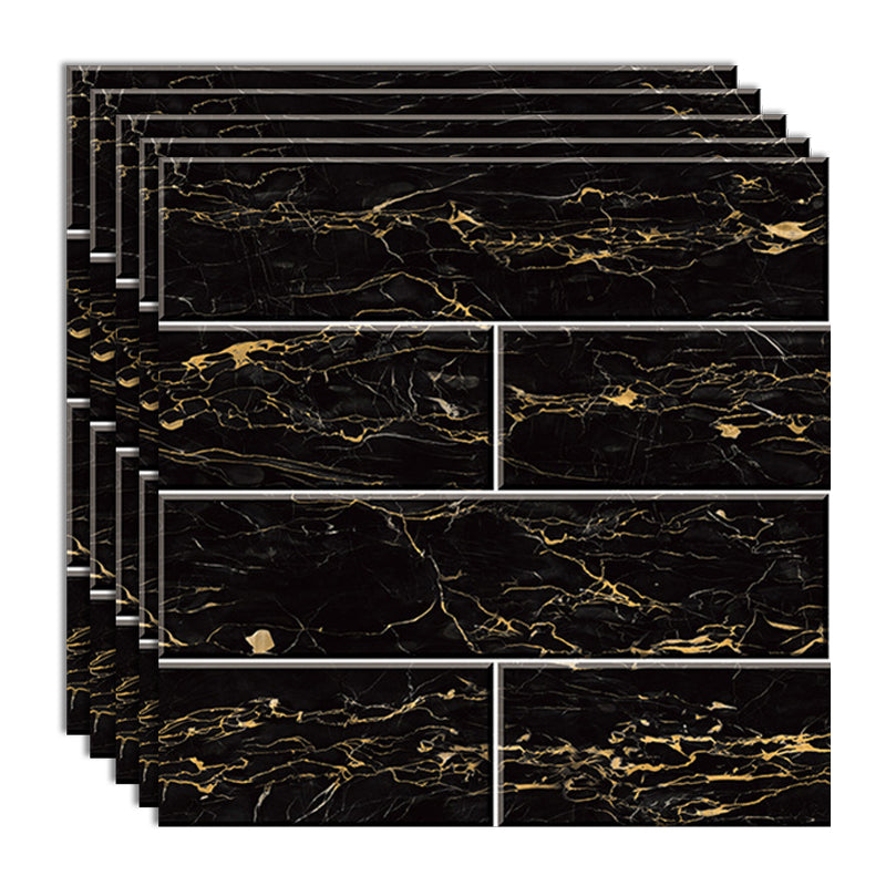 Peel & Stick Tile Square Stain Resistant Plastic Peel and Stick Tiles for Kitchen 20 Pack Black Clearhalo 'Flooring 'Home Improvement' 'home_improvement' 'home_improvement_peel_stick_blacksplash' 'Peel & Stick Backsplash Tile' 'peel_stick_blacksplash' 'Walls & Ceilings' Walls and Ceiling' 6744092