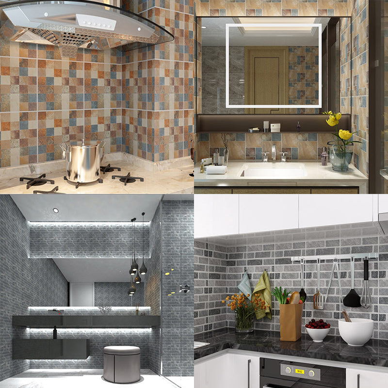 Peel & Stick Tile Square Stain Resistant Plastic Peel and Stick Tiles for Kitchen 20 Pack Clearhalo 'Flooring 'Home Improvement' 'home_improvement' 'home_improvement_peel_stick_blacksplash' 'Peel & Stick Backsplash Tile' 'peel_stick_blacksplash' 'Walls & Ceilings' Walls and Ceiling' 6744111