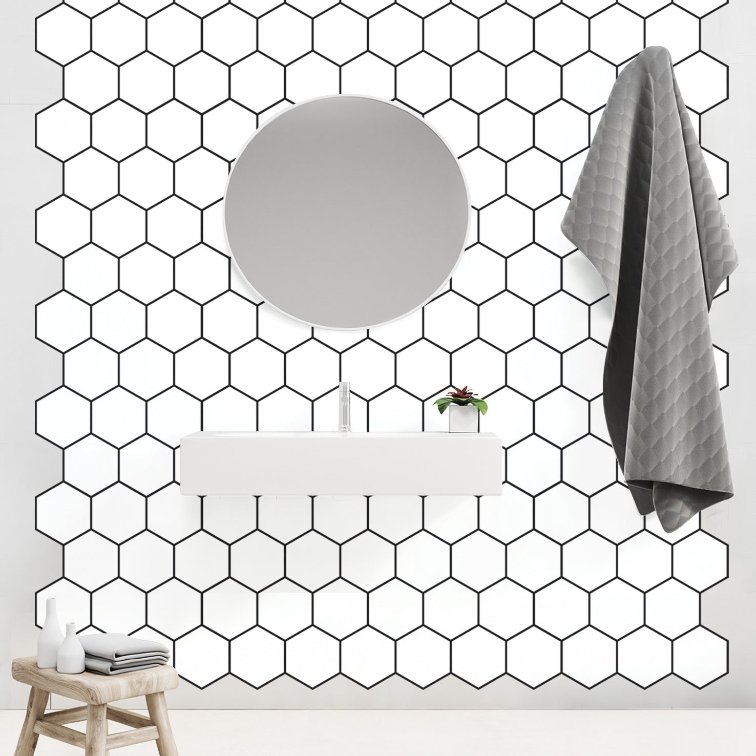 Peel and Stick Tiles Hexagonal Plastic Waterproof Peel & Stick Tile for Shower 2-Pack Clearhalo 'Flooring 'Home Improvement' 'home_improvement' 'home_improvement_peel_stick_blacksplash' 'Peel & Stick Backsplash Tile' 'peel_stick_blacksplash' 'Walls & Ceilings' Walls and Ceiling' 6744125