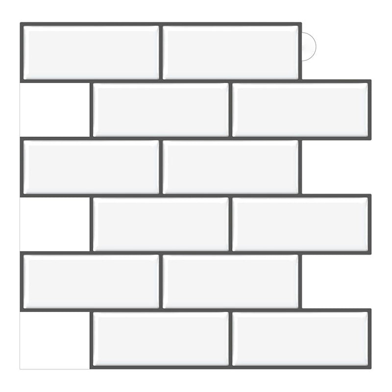 Peel & Stick Subway Tile PVC Stain Resistant Rectangle Peel and Stick Tile for Kitchen White-Black Clearhalo 'Flooring 'Home Improvement' 'home_improvement' 'home_improvement_peel_stick_blacksplash' 'Peel & Stick Backsplash Tile' 'peel_stick_blacksplash' 'Walls & Ceilings' Walls and Ceiling' 6744138