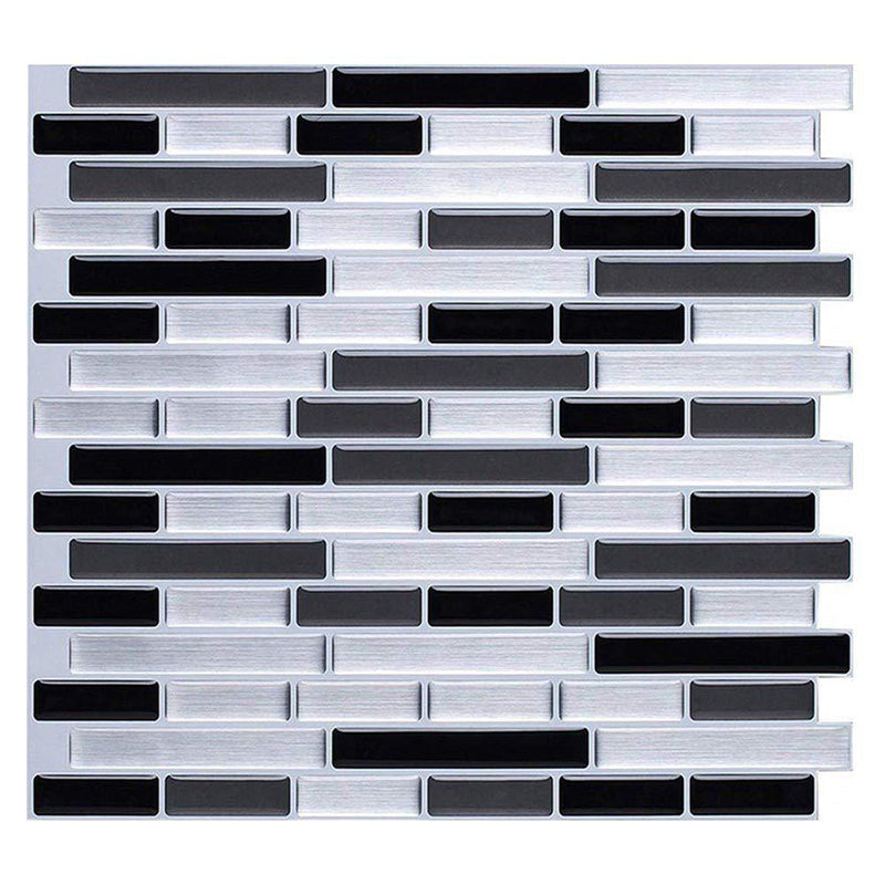 Peel and Stick Wall Tile PVC Rectangle Peel and Stick Subway Wall Tile for Kitchen Black-White Clearhalo 'Flooring 'Home Improvement' 'home_improvement' 'home_improvement_peel_stick_blacksplash' 'Peel & Stick Backsplash Tile' 'peel_stick_blacksplash' 'Walls & Ceilings' Walls and Ceiling' 6744161