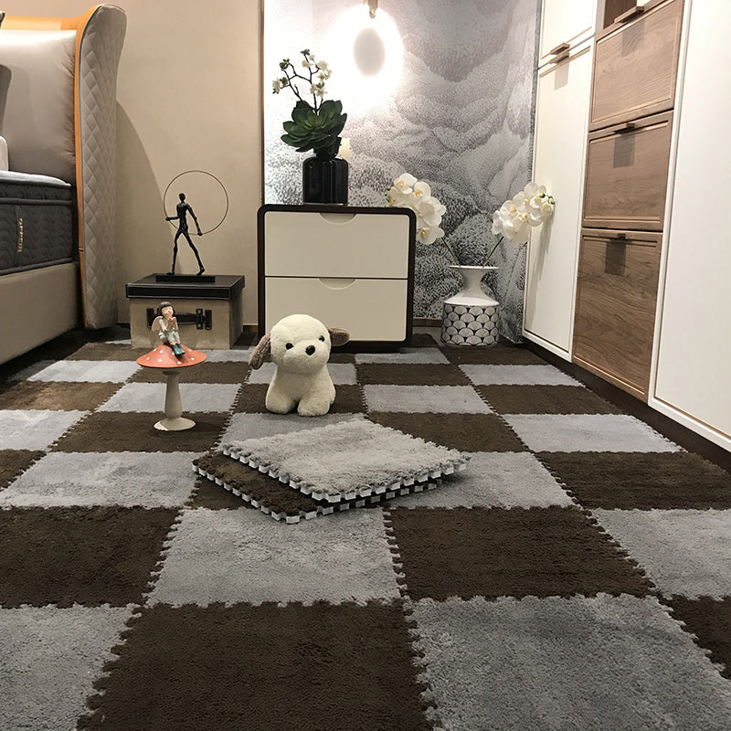 Fade Resistant Carpet Tile Solid Color Interlocking Carpet Floor Tile Gray/ Coffee Clearhalo 'Carpet Tiles & Carpet Squares' 'carpet_tiles_carpet_squares' 'Flooring 'Home Improvement' 'home_improvement' 'home_improvement_carpet_tiles_carpet_squares' Walls and Ceiling' 6744418