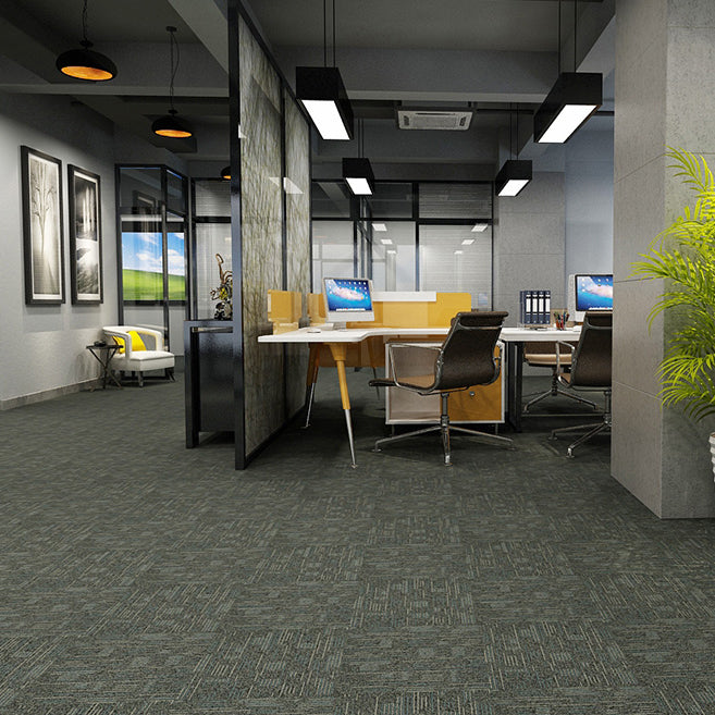 Carpet Tile Fade Resistant Non-Skid Striped Loose Lay Carpet Tile Living Room Textured Black 9-Piece Set Clearhalo 'Carpet Tiles & Carpet Squares' 'carpet_tiles_carpet_squares' 'Flooring 'Home Improvement' 'home_improvement' 'home_improvement_carpet_tiles_carpet_squares' Walls and Ceiling' 6744452