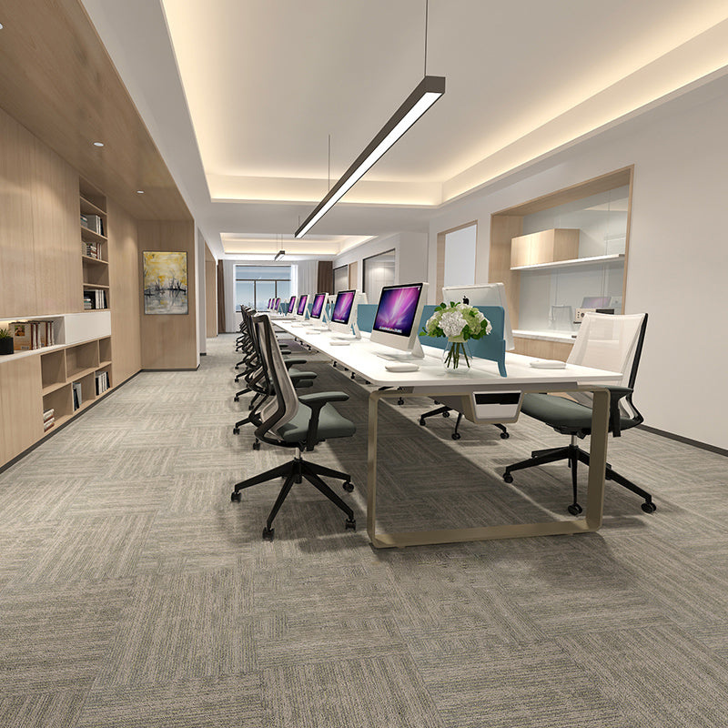 Carpet Tile Non-Skid Fade Resistant Solid Color Loose Lay Carpet Tiles Living Room Smoke Gray 9-Piece Set Clearhalo 'Carpet Tiles & Carpet Squares' 'carpet_tiles_carpet_squares' 'Flooring 'Home Improvement' 'home_improvement' 'home_improvement_carpet_tiles_carpet_squares' Walls and Ceiling' 6744495