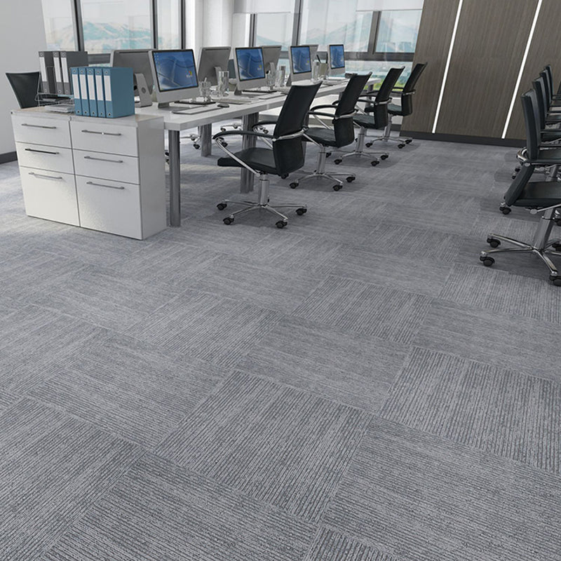 Carpet Tile Non-Skid Fade Resistant Solid Color Loose Lay Carpet Tiles Living Room Grey 9-Piece Set Clearhalo 'Carpet Tiles & Carpet Squares' 'carpet_tiles_carpet_squares' 'Flooring 'Home Improvement' 'home_improvement' 'home_improvement_carpet_tiles_carpet_squares' Walls and Ceiling' 6744497