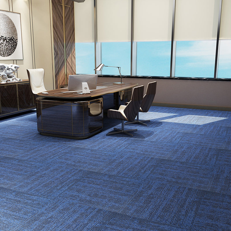 Carpet Tile Non-Skid Fade Resistant Solid Color Loose Lay Carpet Tiles Living Room Blue 9-Piece Set Clearhalo 'Carpet Tiles & Carpet Squares' 'carpet_tiles_carpet_squares' 'Flooring 'Home Improvement' 'home_improvement' 'home_improvement_carpet_tiles_carpet_squares' Walls and Ceiling' 6744511