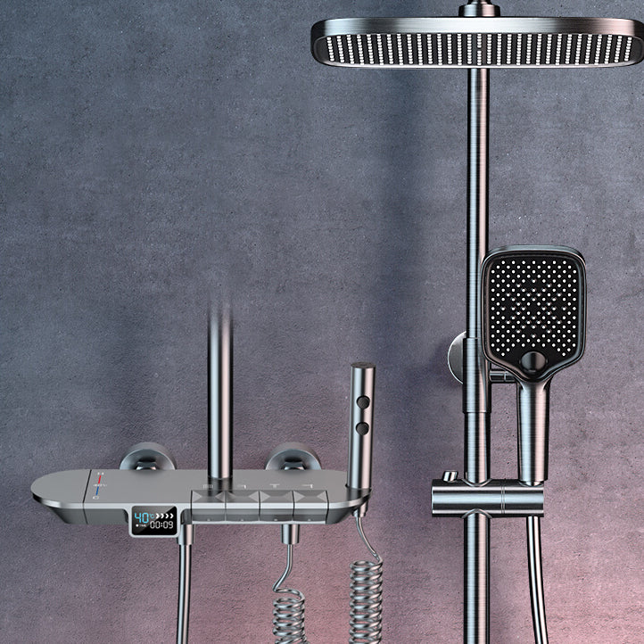 Ellipse Shower Set Intelligent Digital Display Thermostatic Shower Diamond Button Clearhalo 'Bathroom Remodel & Bathroom Fixtures' 'Home Improvement' 'home_improvement' 'home_improvement_shower_faucets' 'Shower Faucets & Systems' 'shower_faucets' 'Showers & Bathtubs Plumbing' 'Showers & Bathtubs' 6744998