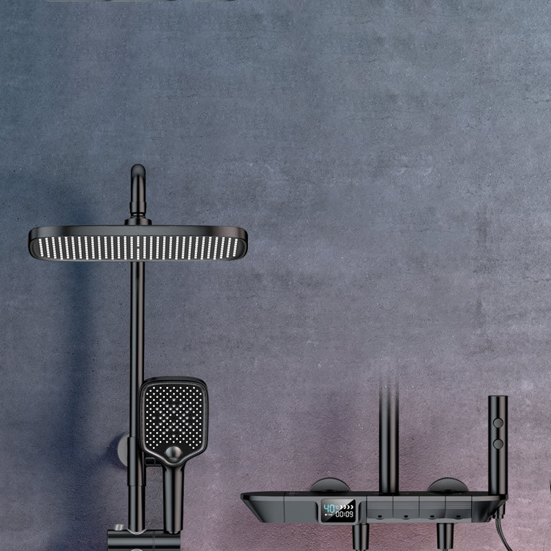 Ellipse Shower Set Intelligent Digital Display Thermostatic Shower Diamond Button Black Square Clearhalo 'Bathroom Remodel & Bathroom Fixtures' 'Home Improvement' 'home_improvement' 'home_improvement_shower_faucets' 'Shower Faucets & Systems' 'shower_faucets' 'Showers & Bathtubs Plumbing' 'Showers & Bathtubs' 6745001