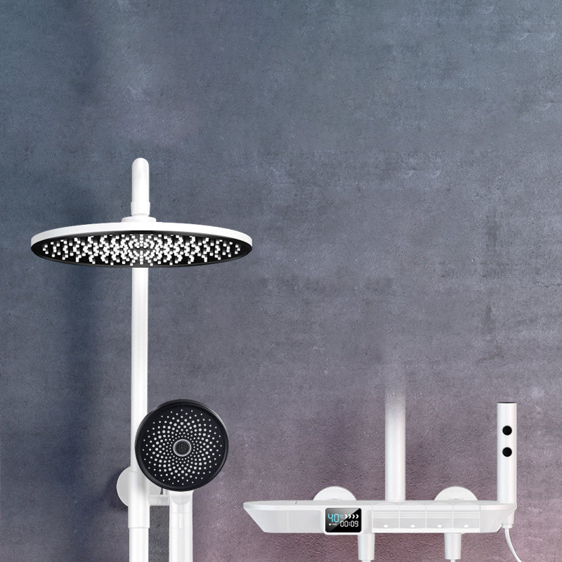 Ellipse Shower Set Intelligent Digital Display Thermostatic Shower Diamond Button White Round Clearhalo 'Bathroom Remodel & Bathroom Fixtures' 'Home Improvement' 'home_improvement' 'home_improvement_shower_faucets' 'Shower Faucets & Systems' 'shower_faucets' 'Showers & Bathtubs Plumbing' 'Showers & Bathtubs' 6745006