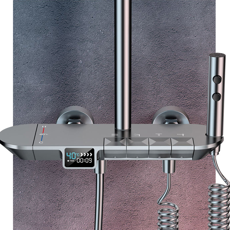 Ellipse Shower Set Intelligent Digital Display Thermostatic Shower Diamond Button Clearhalo 'Bathroom Remodel & Bathroom Fixtures' 'Home Improvement' 'home_improvement' 'home_improvement_shower_faucets' 'Shower Faucets & Systems' 'shower_faucets' 'Showers & Bathtubs Plumbing' 'Showers & Bathtubs' 6745009