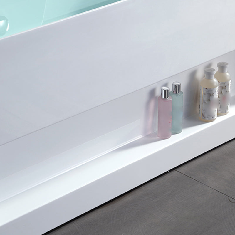 Modern Style Acrylic Bathtub Rectangle Back to Wall Bathroom Bathtub in White Clearhalo 'Bathroom Remodel & Bathroom Fixtures' 'Bathtubs' 'Home Improvement' 'home_improvement' 'home_improvement_bathtubs' 'Showers & Bathtubs' 6745045