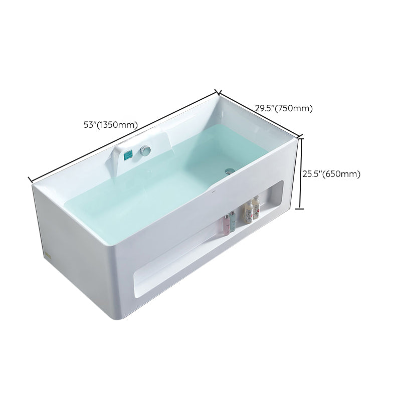 Modern Style Acrylic Bathtub Rectangle Back to Wall Bathroom Bathtub in White Clearhalo 'Bathroom Remodel & Bathroom Fixtures' 'Bathtubs' 'Home Improvement' 'home_improvement' 'home_improvement_bathtubs' 'Showers & Bathtubs' 6745049