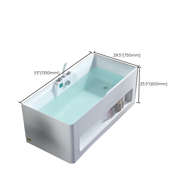 Modern Style Acrylic Bathtub Rectangle Back to Wall Bathroom Bathtub in White Clearhalo 'Bathroom Remodel & Bathroom Fixtures' 'Bathtubs' 'Home Improvement' 'home_improvement' 'home_improvement_bathtubs' 'Showers & Bathtubs' 6745050